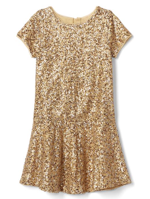 Image number 2 showing, Gold sequin drop waist dress