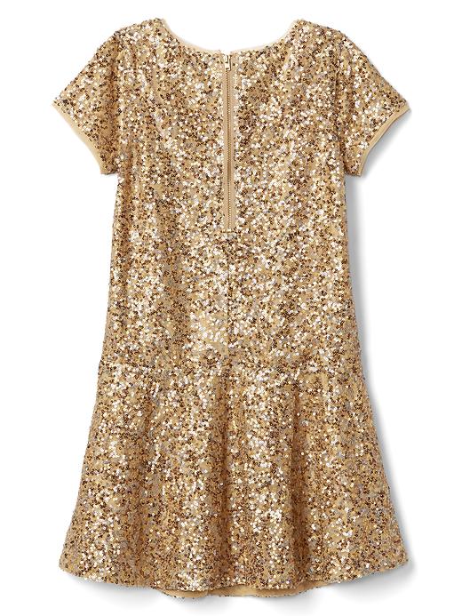 Image number 3 showing, Gold sequin drop waist dress