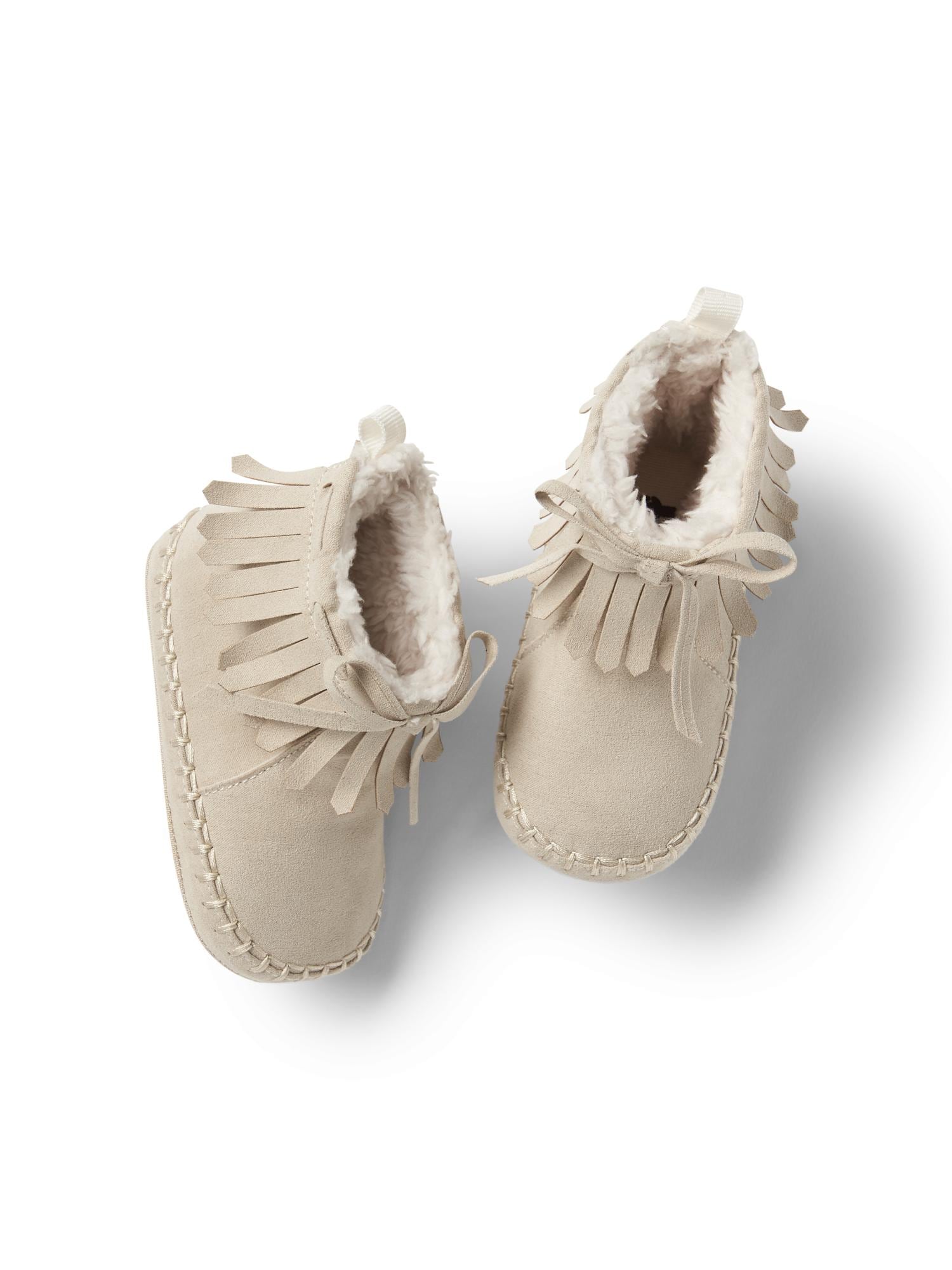 Cozy fringe moccasin booties | Gap