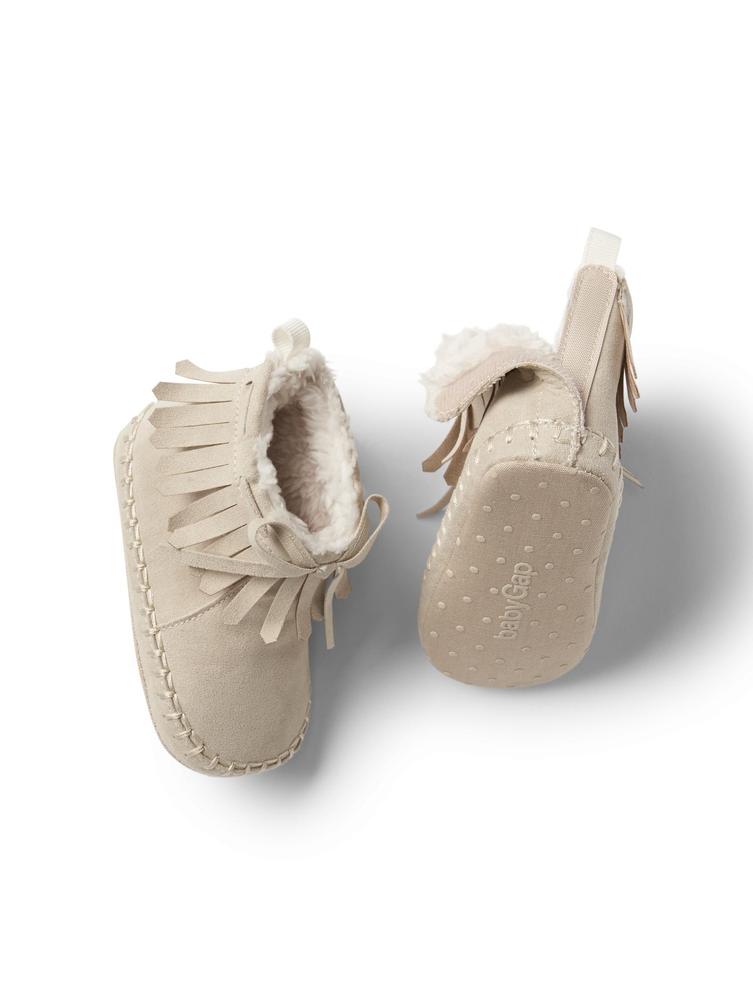 Cozy fringe moccasin booties | Gap