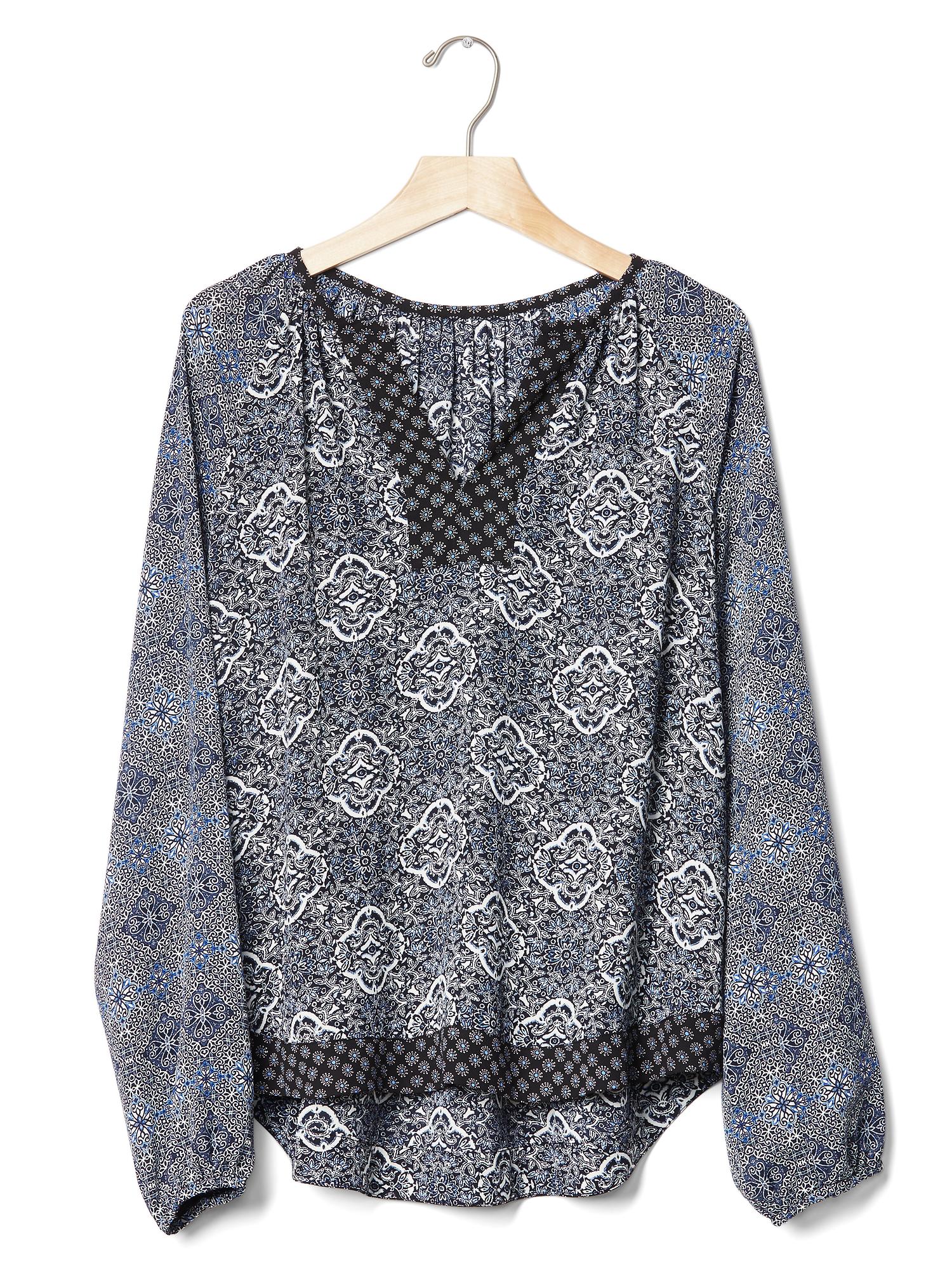 Mix print split-neck top | Gap