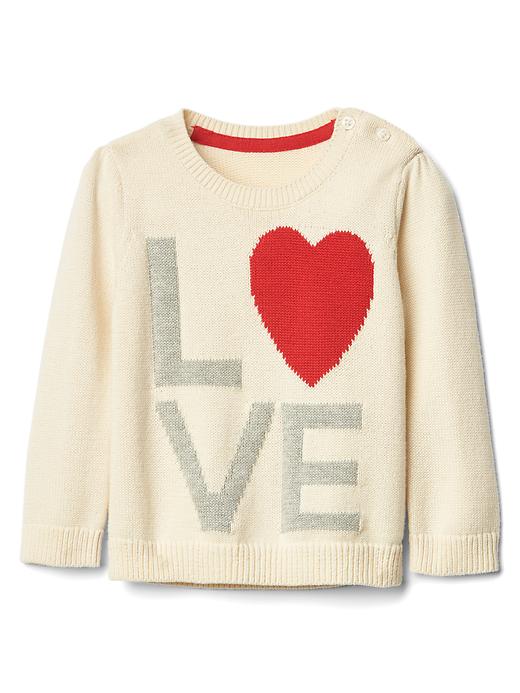 Image number 1 showing, Love intarsia crew sweater