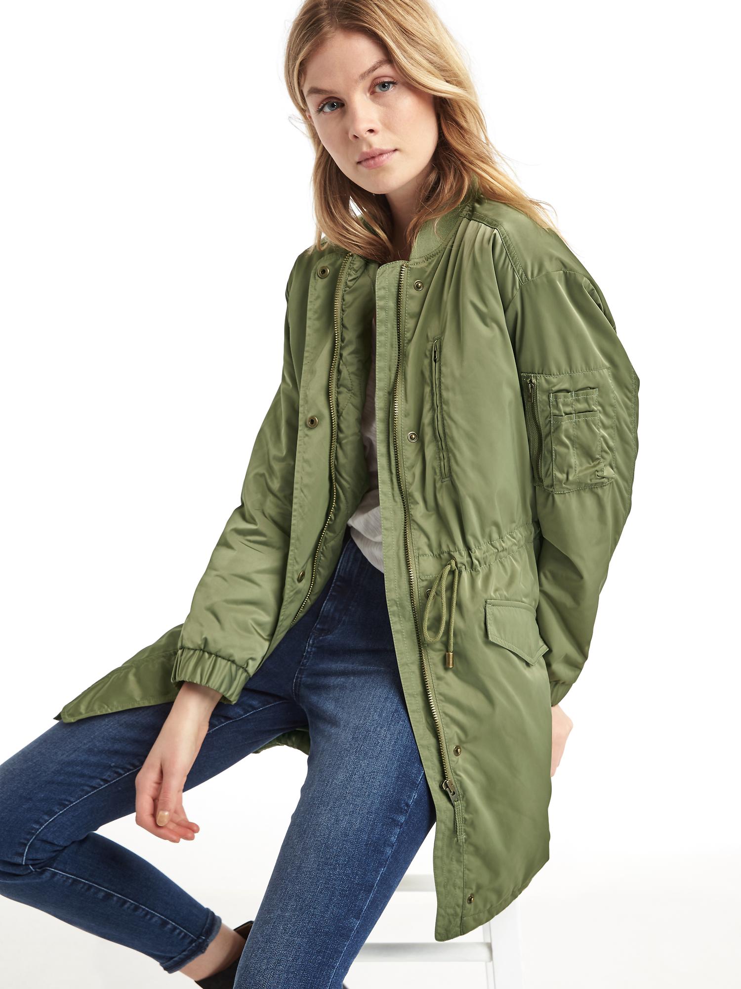 Long utility bomber parka | Gap