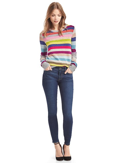 Image number 3 showing, Crazy stripe shimmer merino wool blend sweater