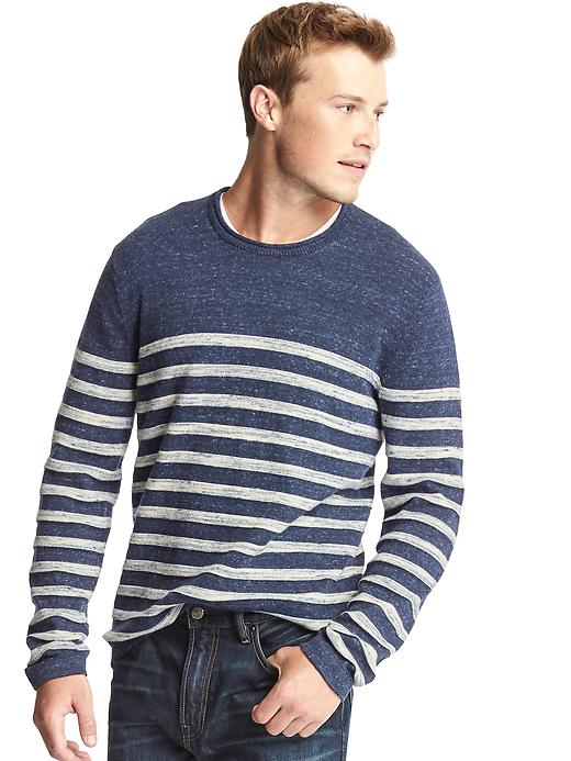 Image number 1 showing, Heathered stripe roll-neck sweater