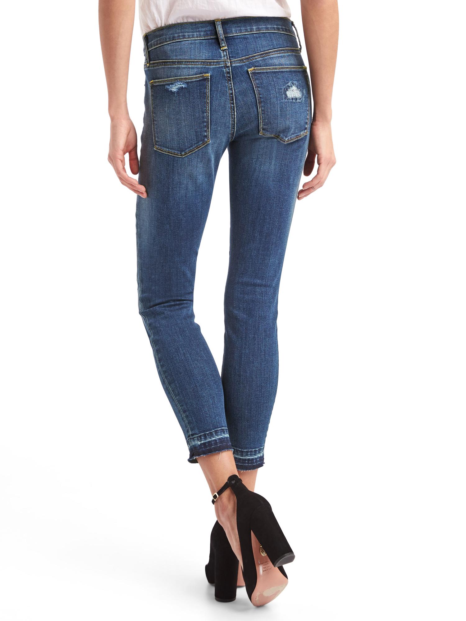 Mid rise destructed true skinny ankle jeans | Gap