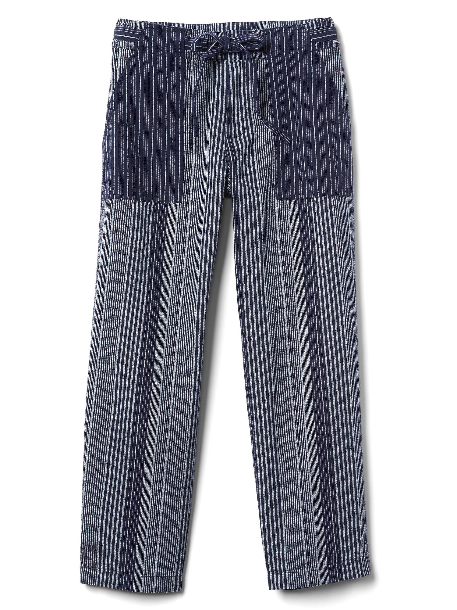 Linen mix-stripe crop pants | Gap