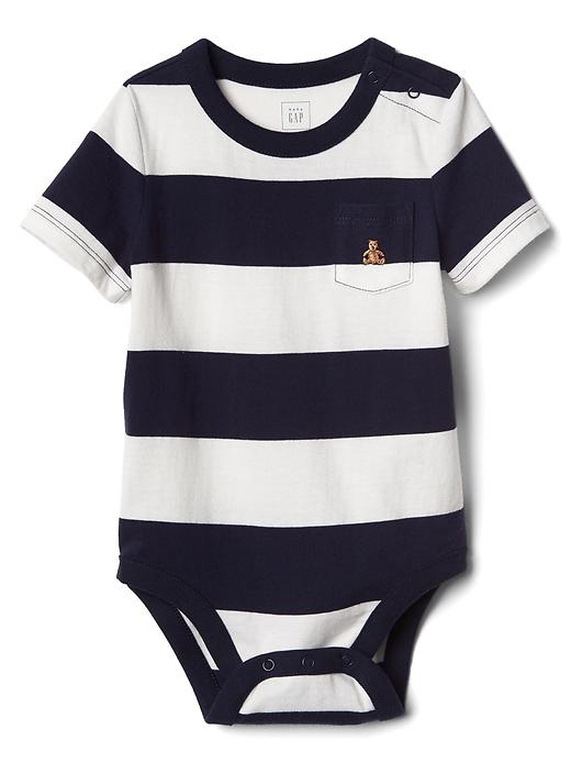 Stripe short sleeve pocket bodysuit | Gap