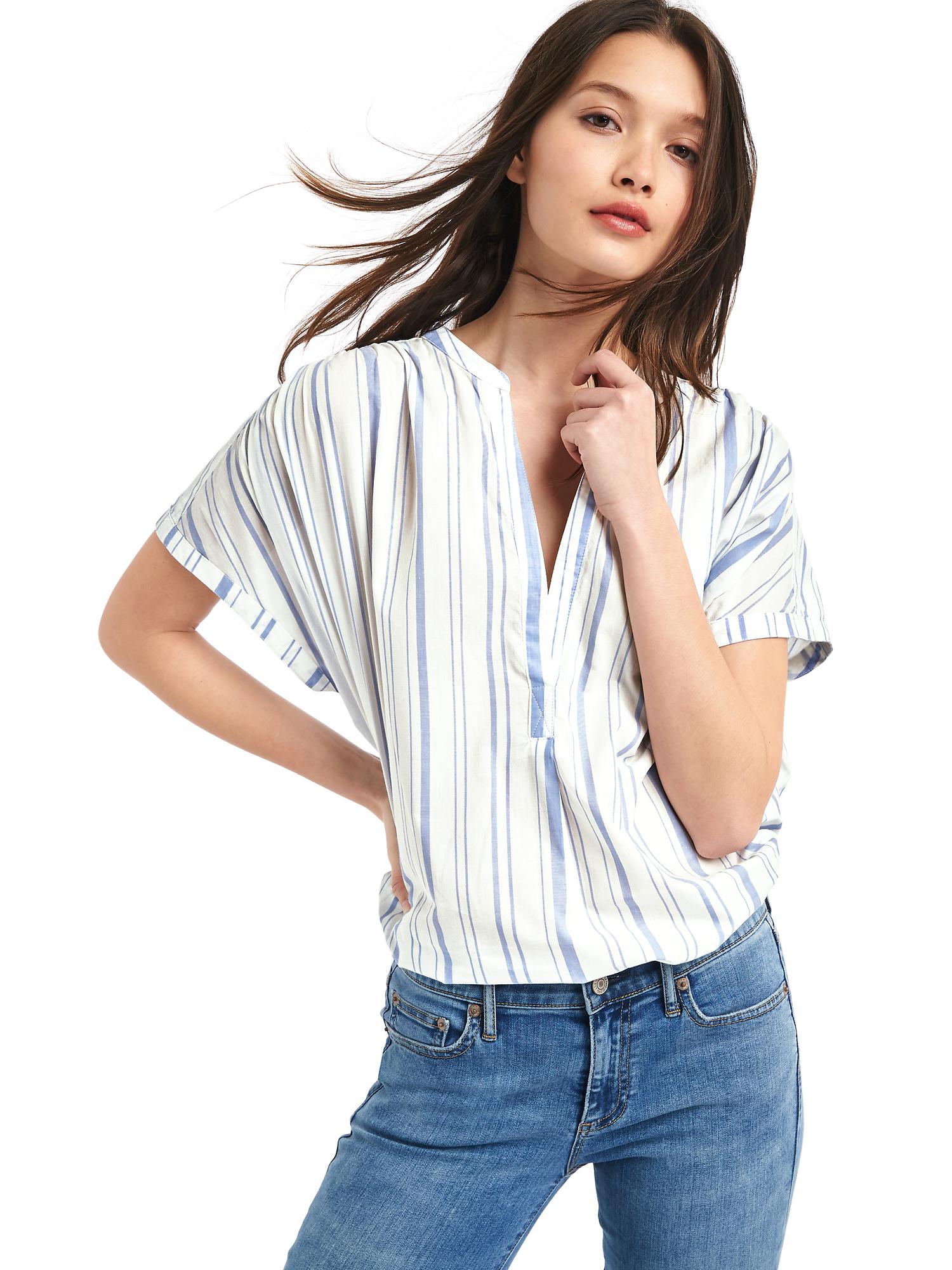 Stripe Split Neck Popover | Gap