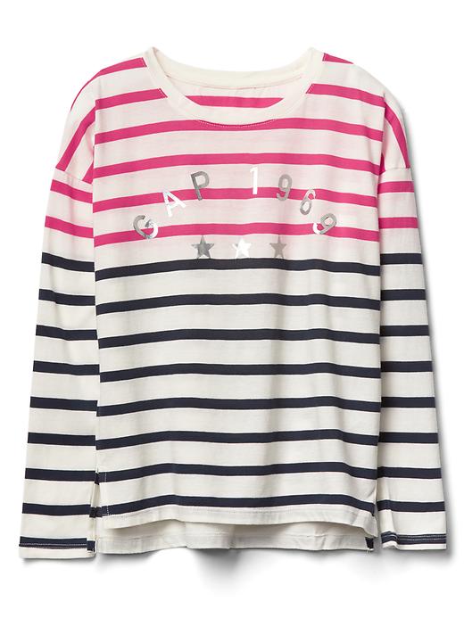 View large product image 1 of 1. Logo striped long sleeve tee
