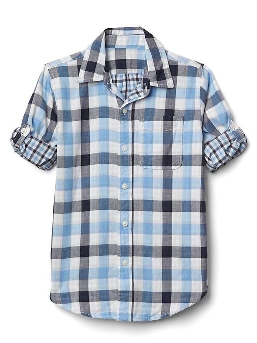 View large product image 1 of 1. Plaid double-woven convertible shirt