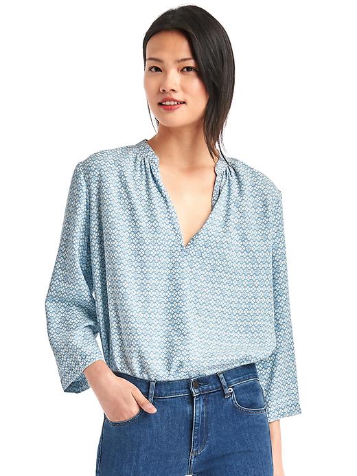Print split-neck blouse | Gap