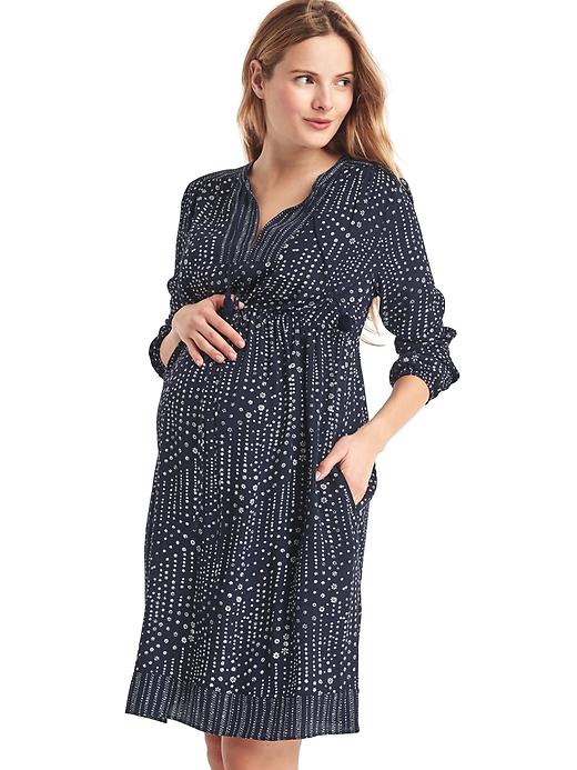 Maternity drapey print tassel dress | Gap