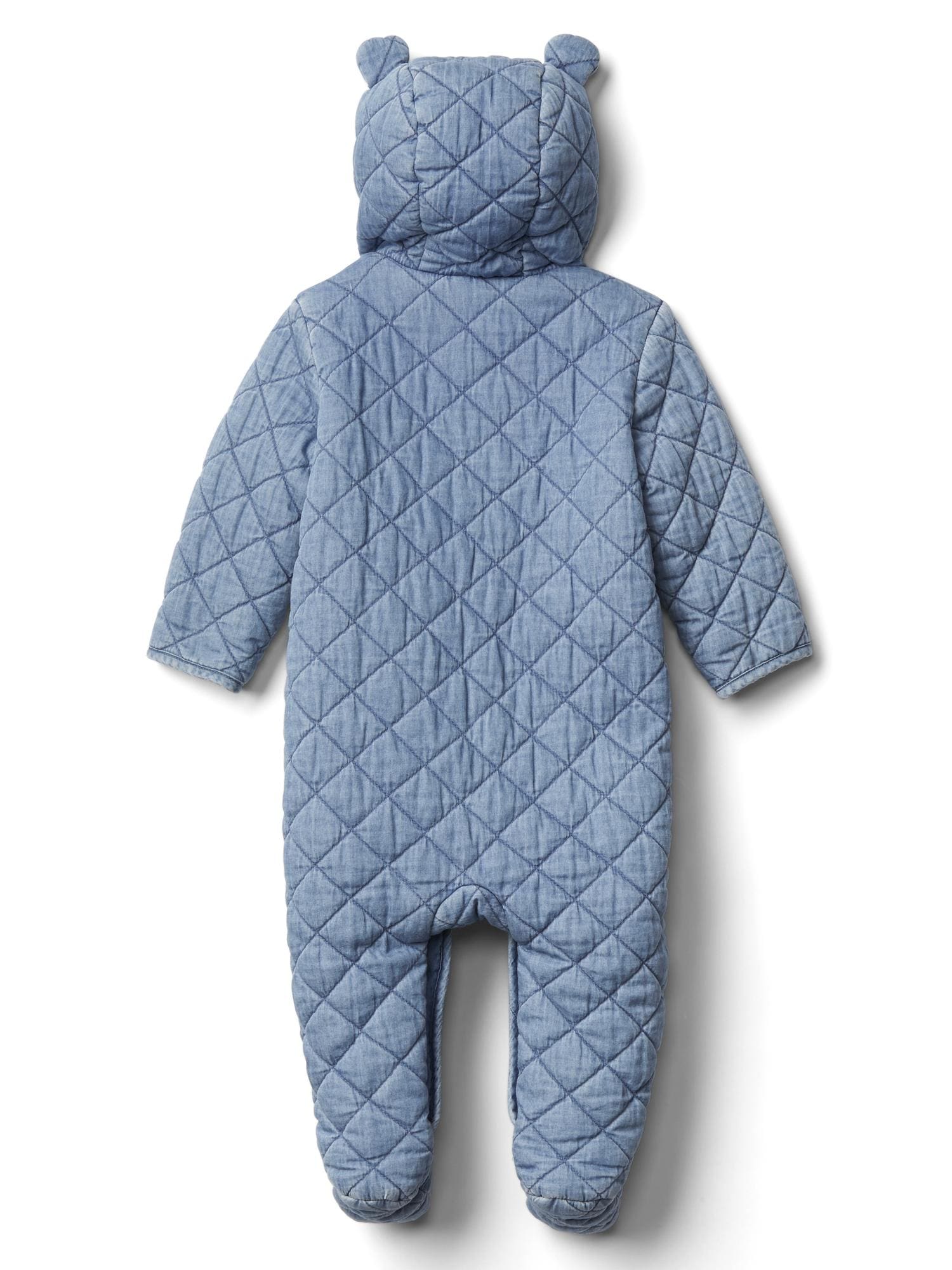 Baby Quilted Chambray Bear One-Piece | Gap