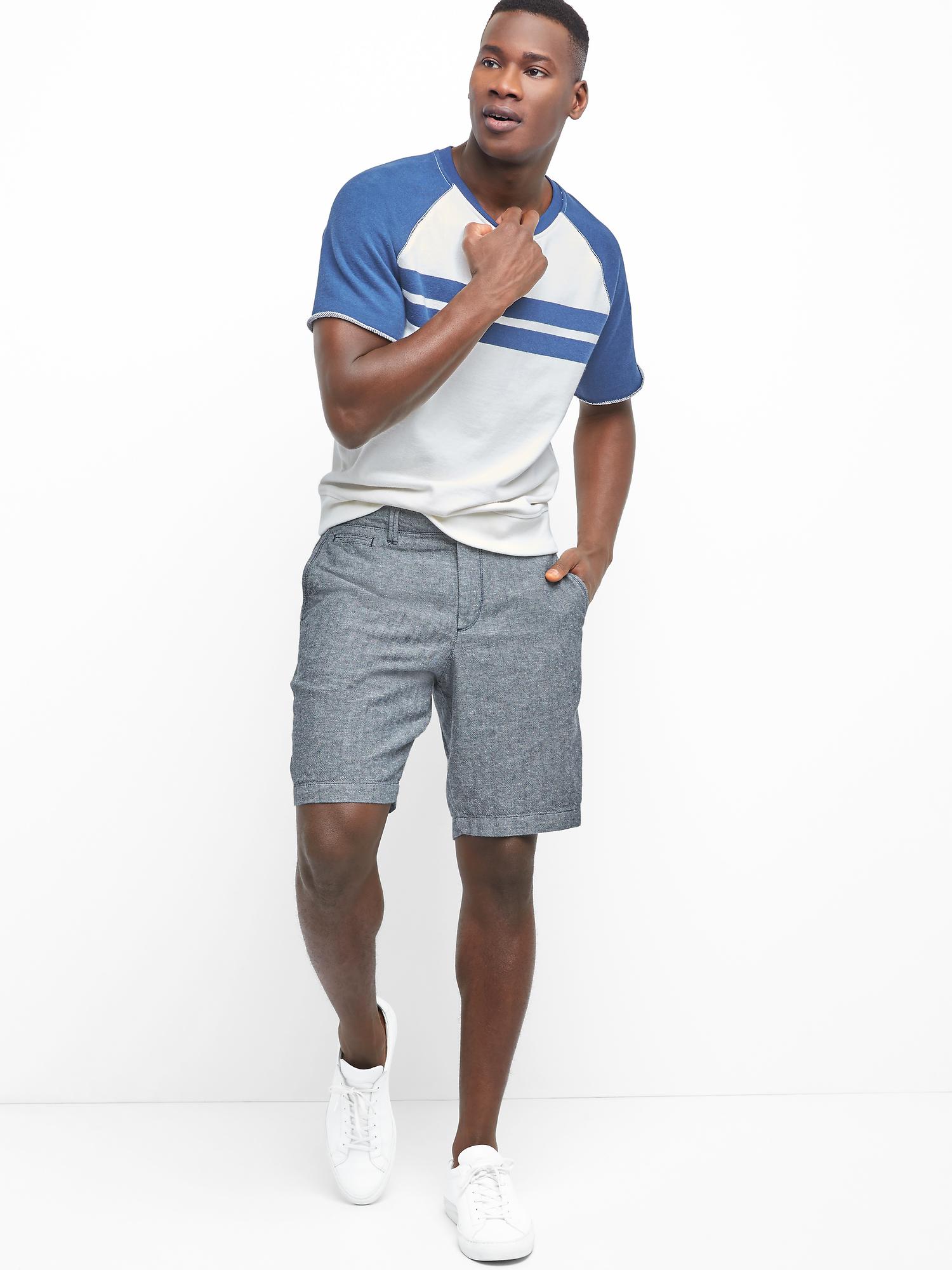 Linen-cotton herringbone shorts (10