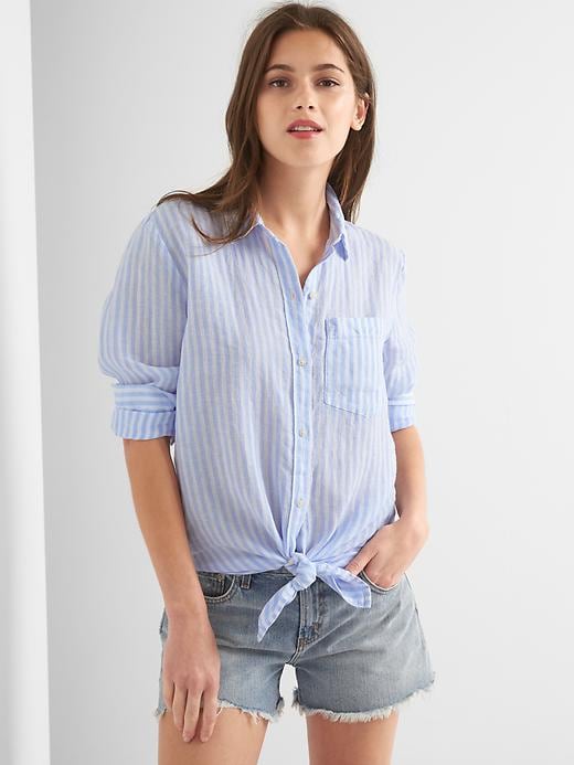 Linen oversize boyfriend shirt | Gap