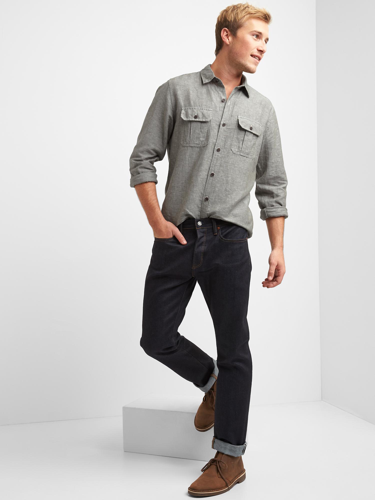 Linen-cotton utility pocket shirt | Gap