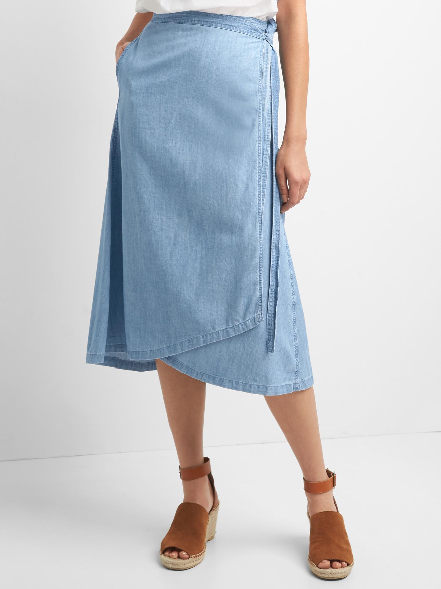 Denim wrap 2025 skirt gap