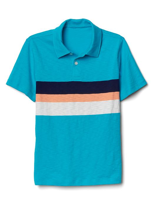 Image number 1 showing, Chest stripe slub polo