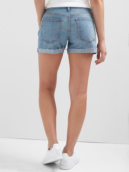 Image number 2 showing, Mid Rise 5" Denim Shorts with Distressed Detail
