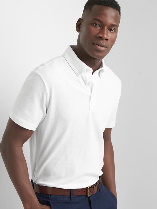 Button down collar pique slim fit polo | Gap