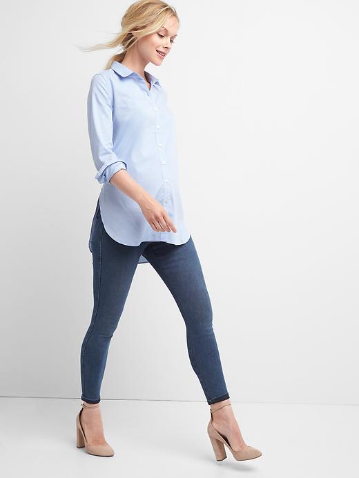 Image number 3 showing, Maternity Tailored Oxford Tunic Shirt