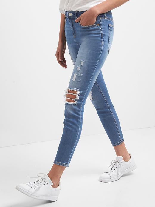 Image number 5 showing, Mid rise destructed true skinny ankle jeans