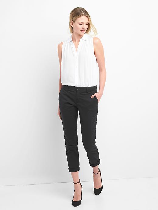 Image number 5 showing, Girlfriend Chinos with Satin-Stripe in Twill