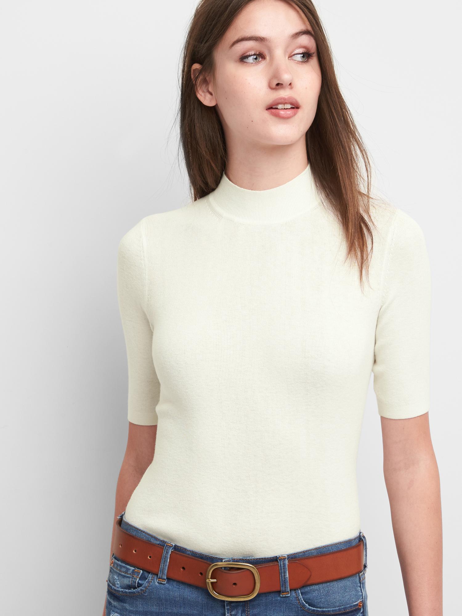 Elbow sleeve mock clearance neck