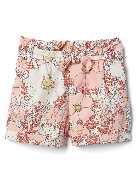 Floral ruffle tie-belt shorts | Gap