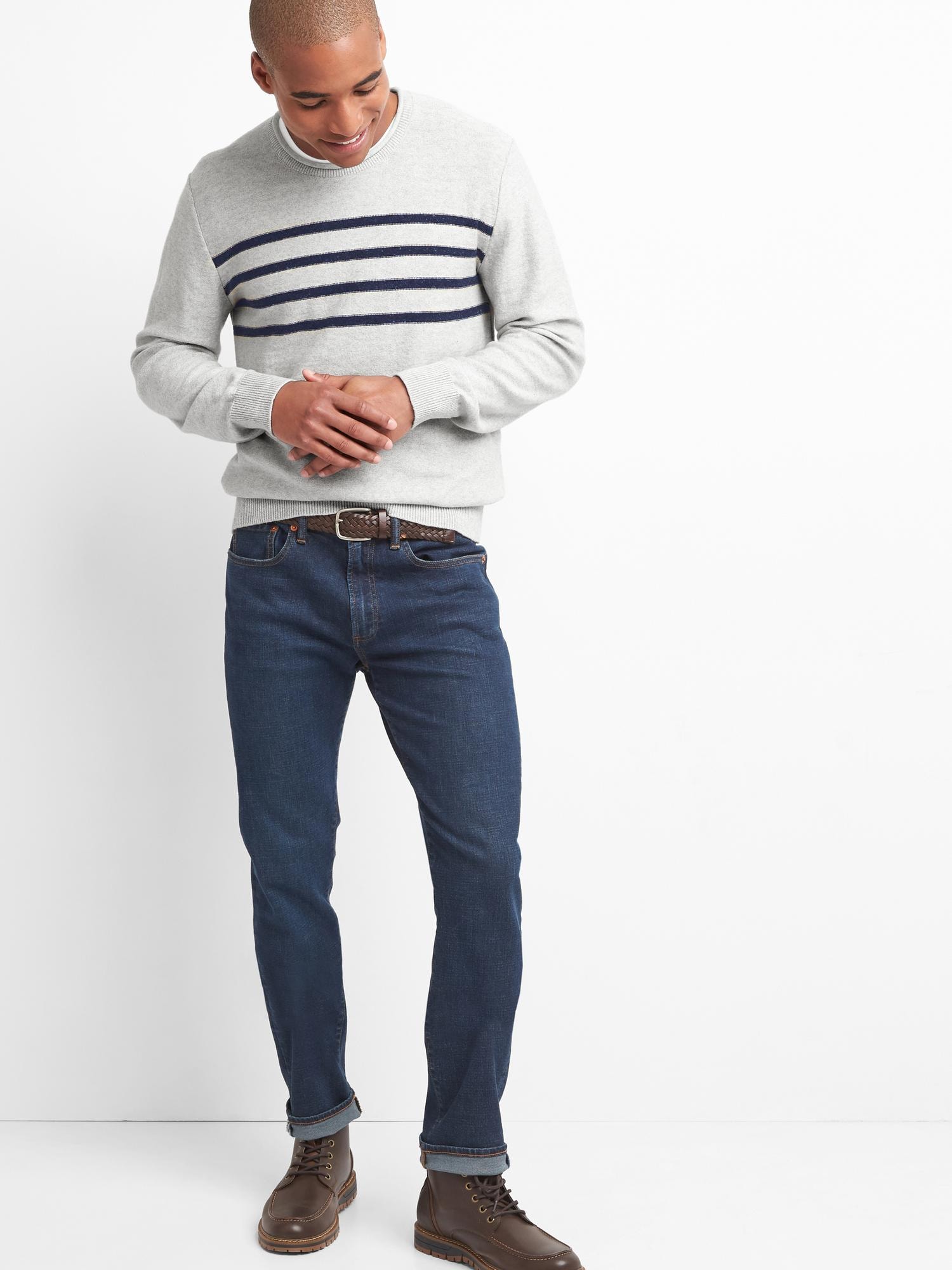 Roll-collar chest-stripe sweater | Gap