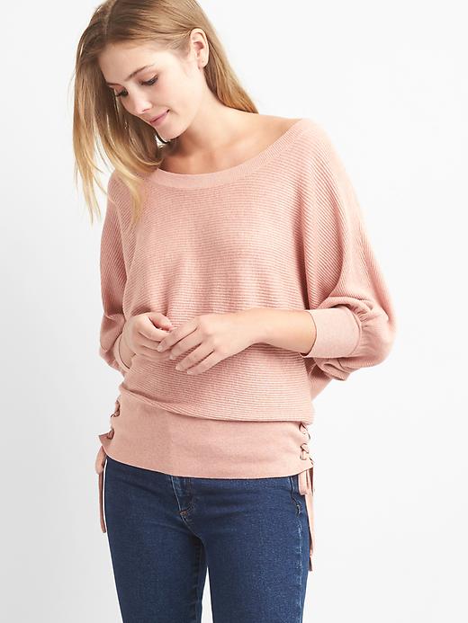 Image number 1 showing, Side-lace boatneck sweater