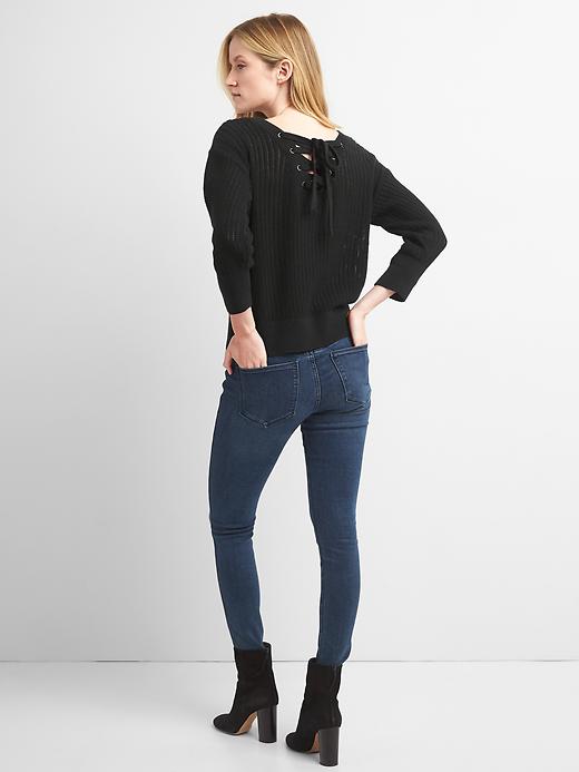 Lace Back Three Quarter Sleeves Gap