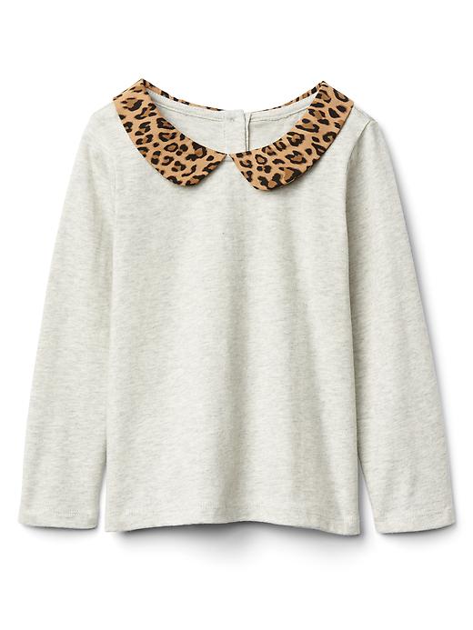 Image number 6 showing, Woven collar long sleeve tee