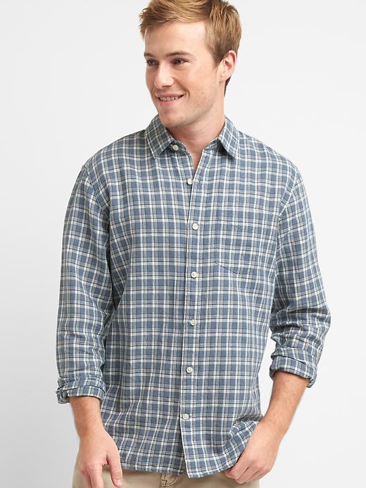 Linen-cotton plaid shirt | Gap