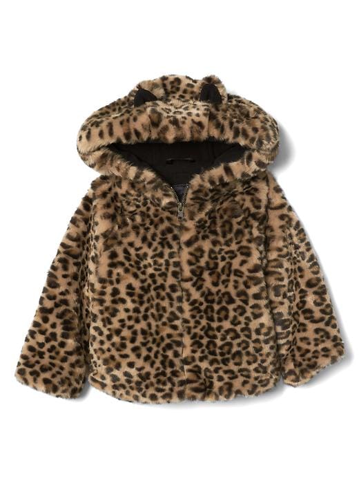 Hooded faux fur jacket gap best sale