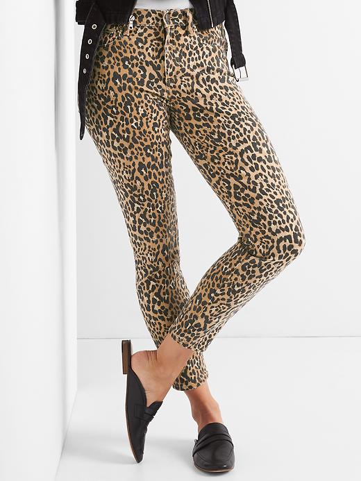 Image number 1 showing, Leopard true skinny ankle jeans