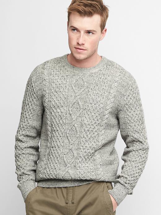 Image number 1 showing, Cable-knit crewneck sweater