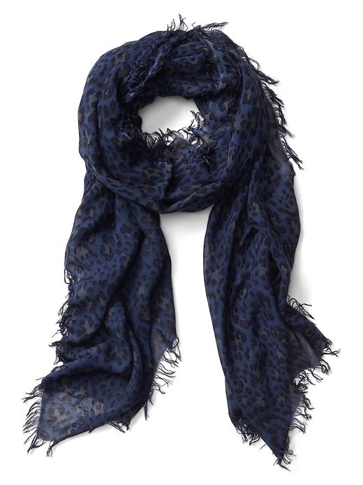 Image number 3 showing, Leopard fringe scarf