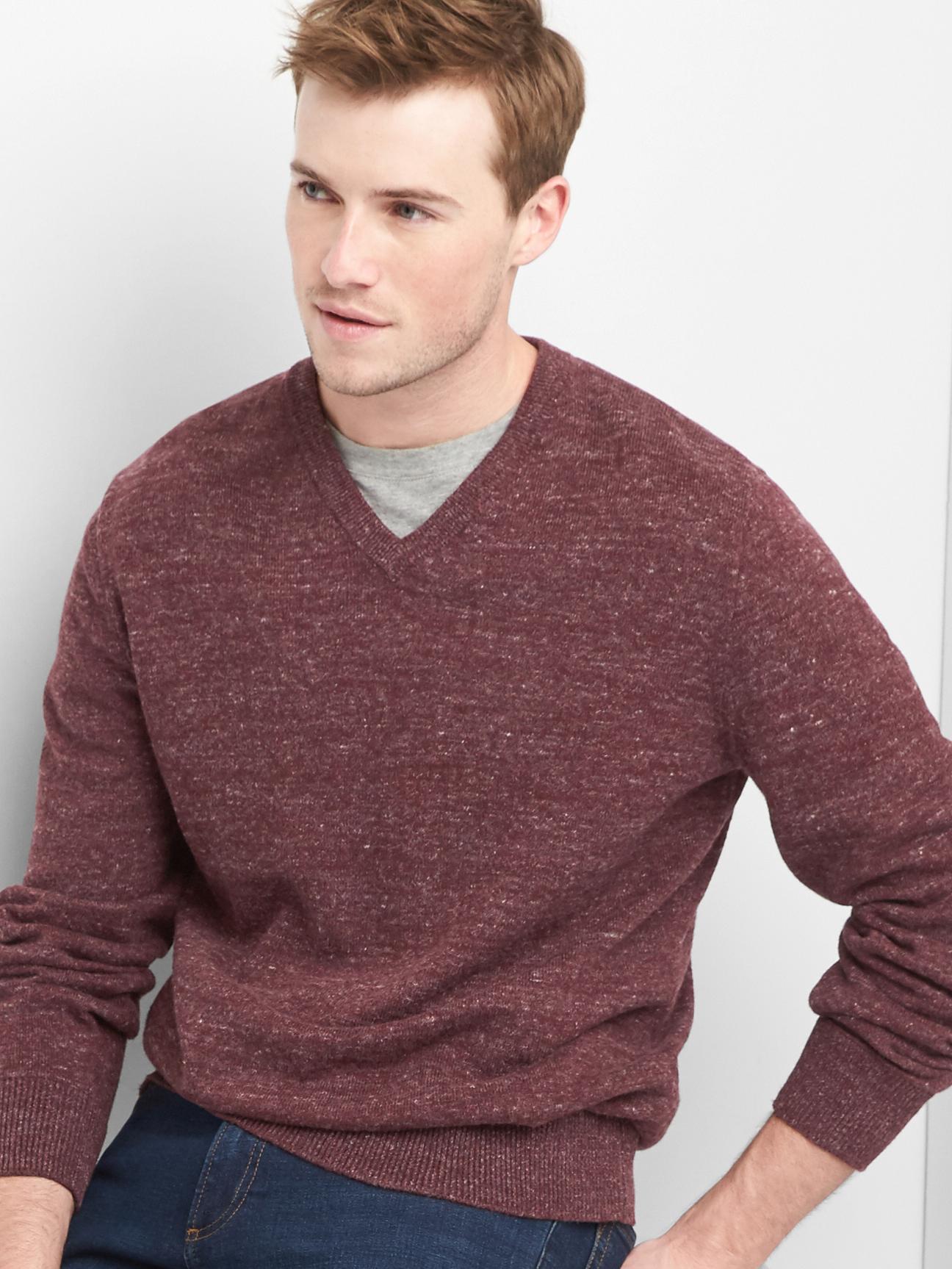 Cotton heather V-neck sweater | Gap