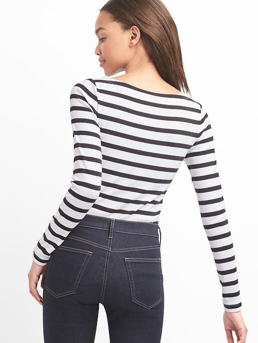 Image number 2 showing, Stripe long sleeve modern boatneck