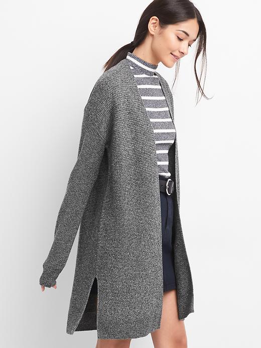 Image number 1 showing, Textured open-front cardigan