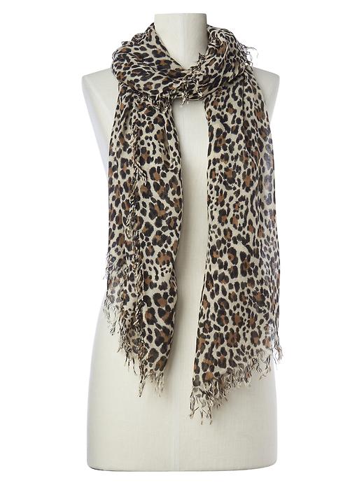 Image number 2 showing, Leopard fringe scarf