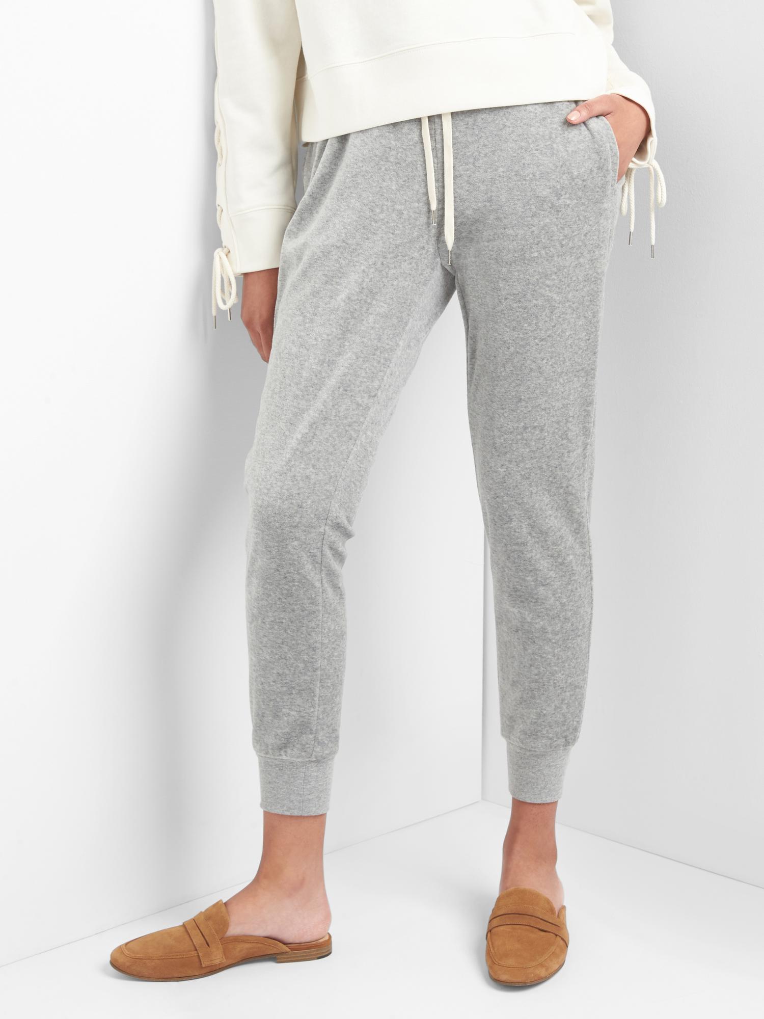 Buy Gap Mid Rise Velour Flare Joggers from the Gap online shop