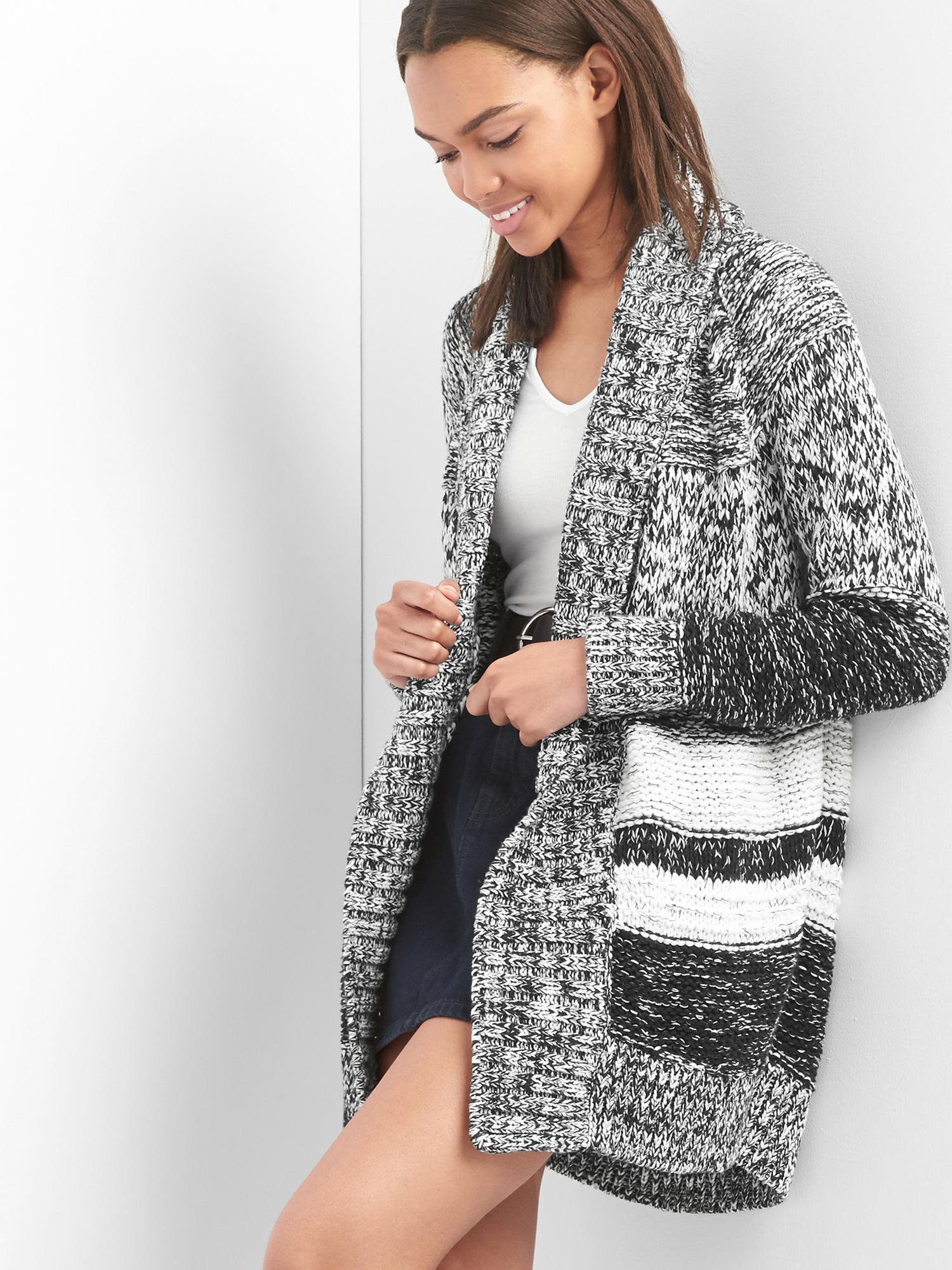 Textured knit open front cardigan Gap