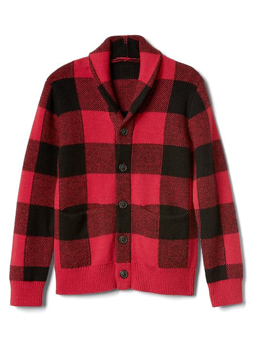 Image number 2 showing, Buffalo plaid shawl cardigan