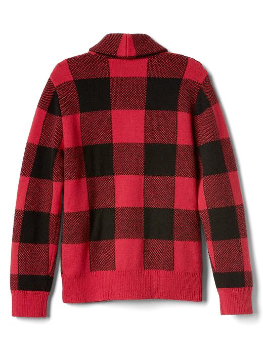 Image number 3 showing, Buffalo plaid shawl cardigan