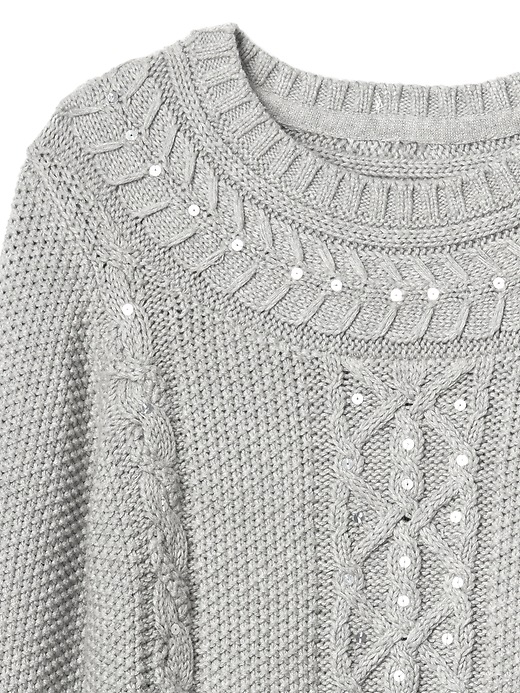 Image number 4 showing, Sequin cable-knit sweater