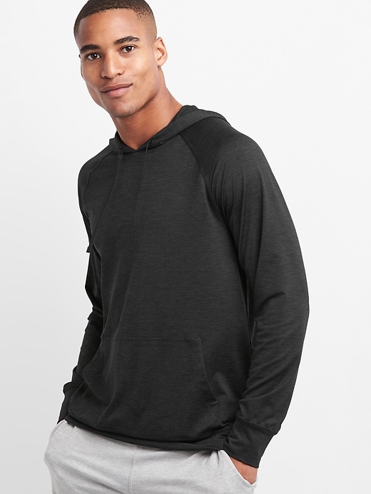 View large product image 1 of 1. GapFit brushed tech jersey hoodie