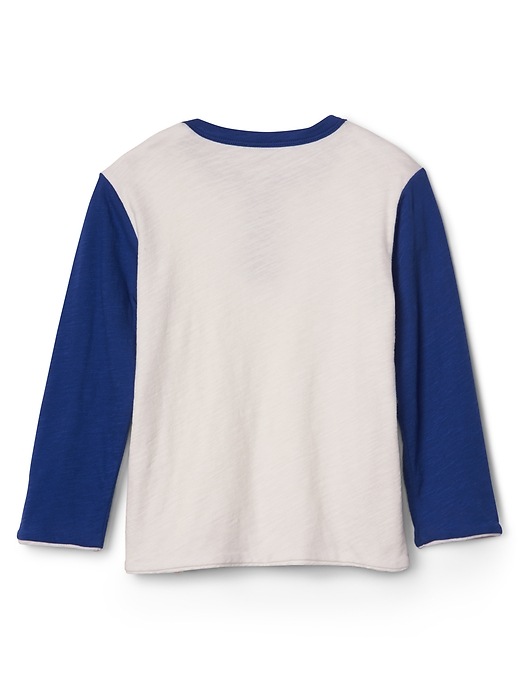 View large product image 2 of 3. Double-knit colorblock slub henley